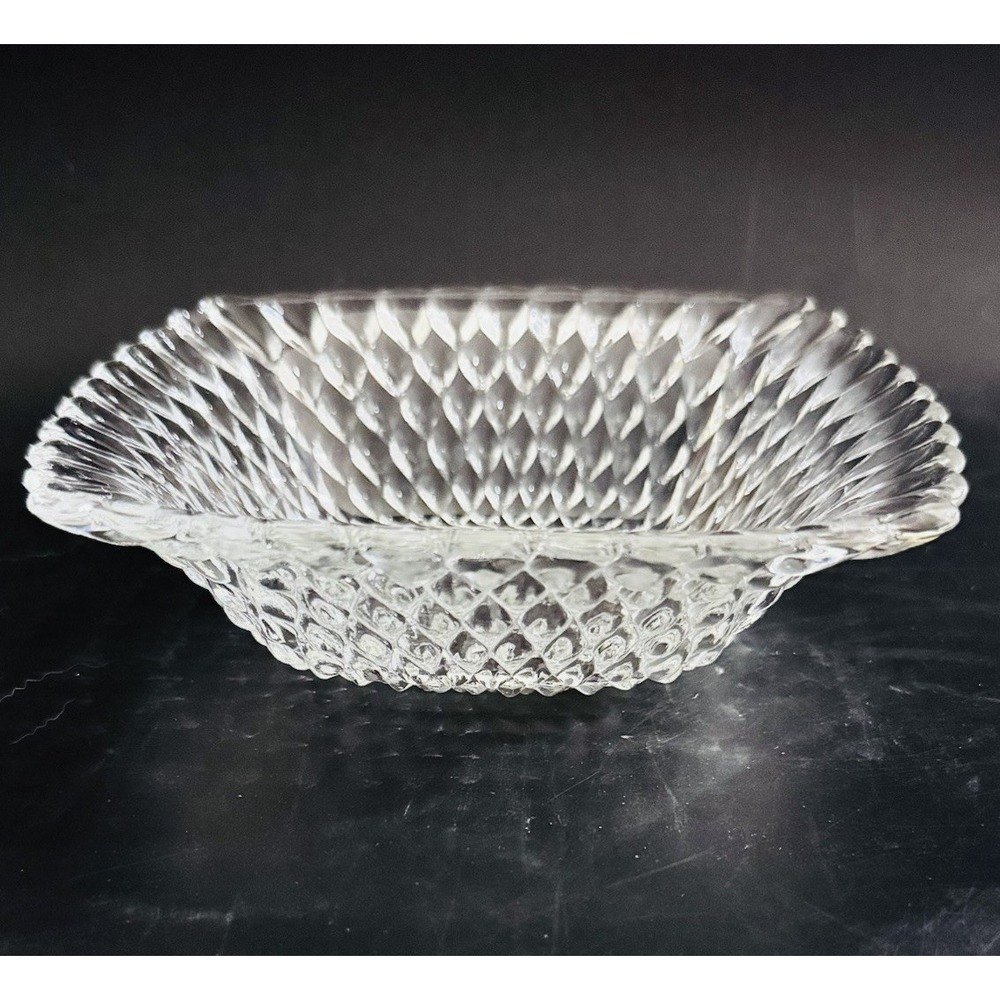 Vintage Anchor Hocking Clear Glass Diamond Pattern‎ Square Bowl Dish